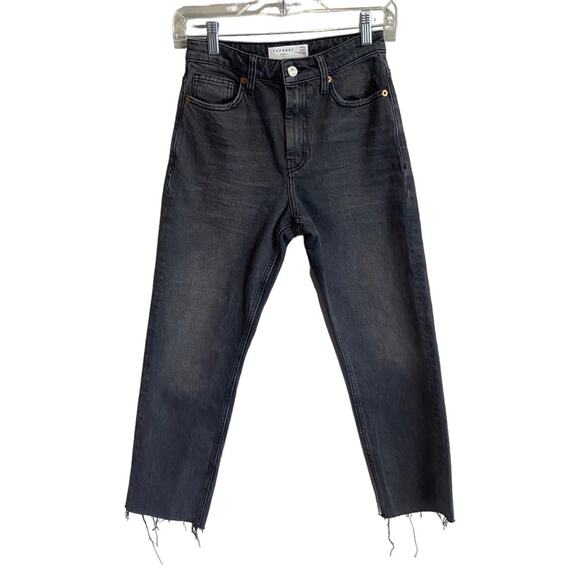 Topshop Straight Washed Black Ankle Jeans 25 - Picture 3 of 10